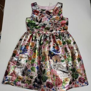 H&M Girls Nathalie Lété Jacquard Weave Metallic Shimmer Elegant Dress Size 8